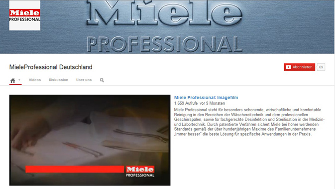 Miele Professional forciert seine Präsenz auf YouTube
